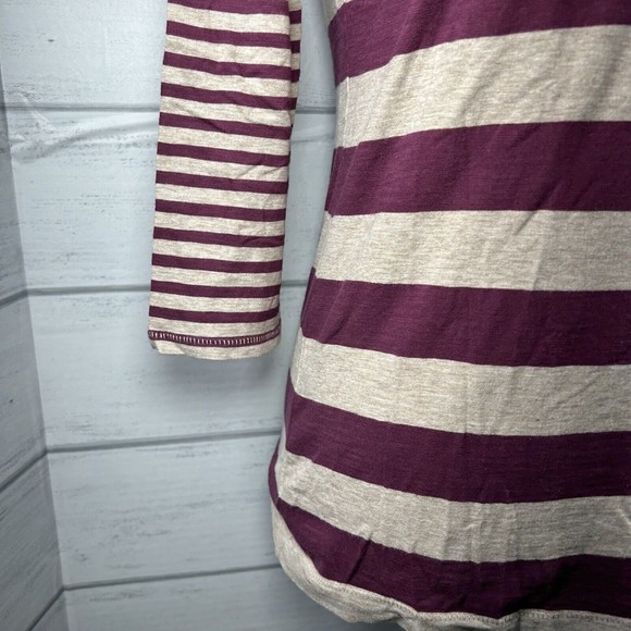 Ann Taylor LOFT Women's Top 3/4 Sleeve Striped Cotton Shirt Purple Size Small - Picture 3 of 10